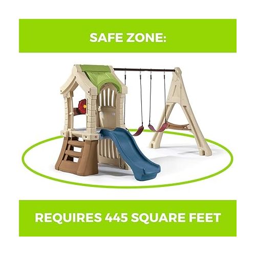 스텝2 Step2 Play Up Gym Set for Kids, Outdoor Swing Set, Backyard Slide, Swings, Playhouse, & Crawl Space, Two Tier, Easy Set Up, Toddlers Ages 3-6 Years Old