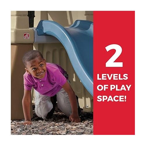 스텝2 Step2 Play Up Gym Set for Kids, Outdoor Swing Set, Backyard Slide, Swings, Playhouse, & Crawl Space, Two Tier, Easy Set Up, Toddlers Ages 3-6 Years Old