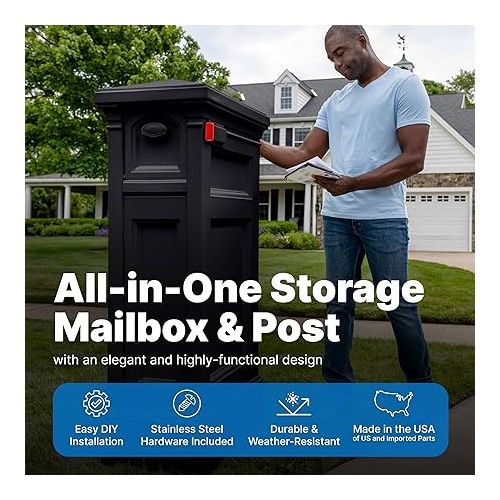 스텝2 Step2 5005BL Atherton Reserve Storage Onyx Black Mailbox