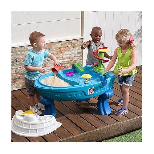 스텝2 Step2 Fiesta Cruise Sand & Water Table, Kids Activity Sensory Playset, Summer Outdoor Toys, 10 Piece Toy Accessories, for Toddlers 2+ Years Old