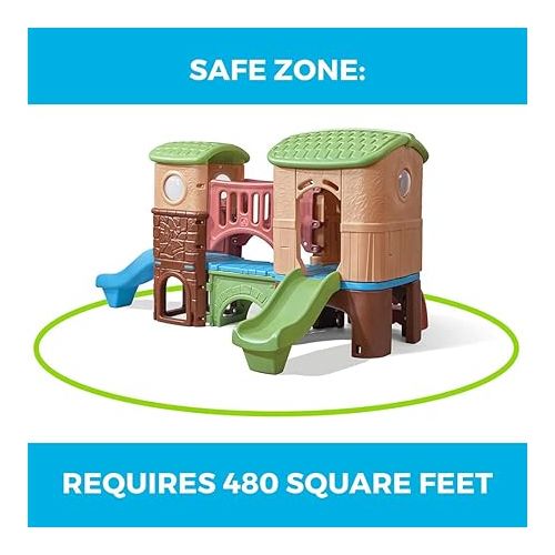 스텝2 Step2 Clubhouse Climber Playset for Kids, Ages 2 -6 Years Old, Two Toddler Slides and Climbing Wall, Play Gym with Elevated Playhouse, Kids Outdoor Playground sets for Backyards