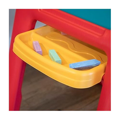 스텝2 Step2 Kids Easel for Two - Dry Erase Magnetic Easel on One side, Chalkboard on the Other- Includes 94 Toddler Easel Magnetic Letters and Numbers Accessories - Folds Flat for Easy Storage