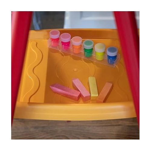 스텝2 Step2 Kids Easel for Two - Dry Erase Magnetic Easel on One side, Chalkboard on the Other- Includes 94 Toddler Easel Magnetic Letters and Numbers Accessories - Folds Flat for Easy Storage