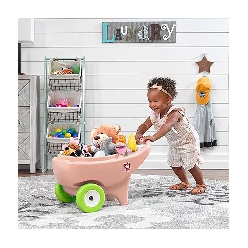 스텝2 Step2 Springtime Wheelbarrow - Rose Pink - Toddler Role Play Garden Toy - Toddler Wheelbarrow - Use Indoors and Outdoors