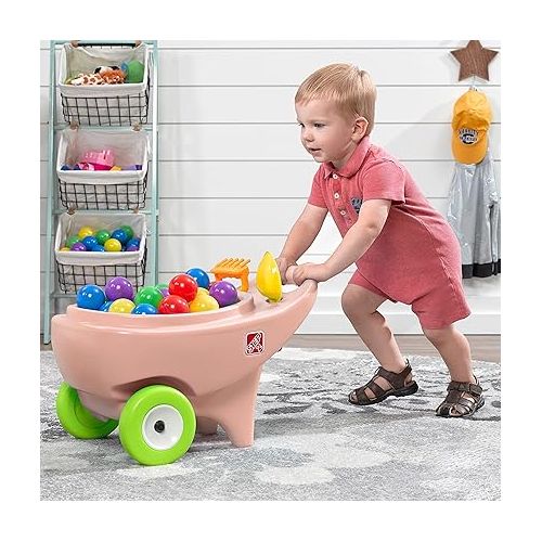 스텝2 Step2 Springtime Wheelbarrow - Rose Pink - Toddler Role Play Garden Toy - Toddler Wheelbarrow - Use Indoors and Outdoors