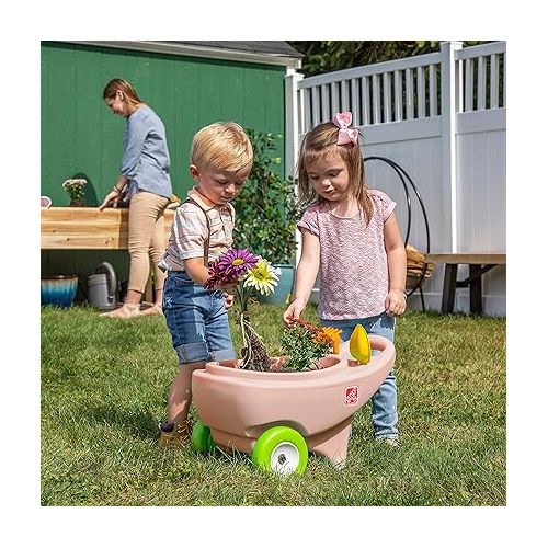 스텝2 Step2 Springtime Wheelbarrow - Rose Pink - Toddler Role Play Garden Toy - Toddler Wheelbarrow - Use Indoors and Outdoors