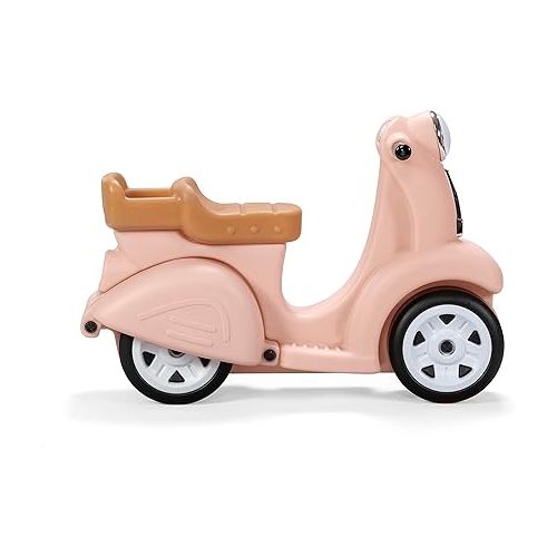 스텝2 Step2 Ride Along Scooter - Rose Pink - Ride On Toy with Vintage-Style Design, Foot-to-Floor Toddler Scooter with Four Wheels for Extra Stability