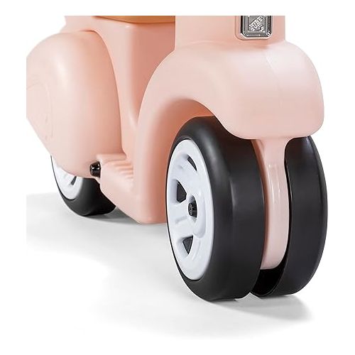 스텝2 Step2 Ride Along Scooter - Rose Pink - Ride On Toy with Vintage-Style Design, Foot-to-Floor Toddler Scooter with Four Wheels for Extra Stability