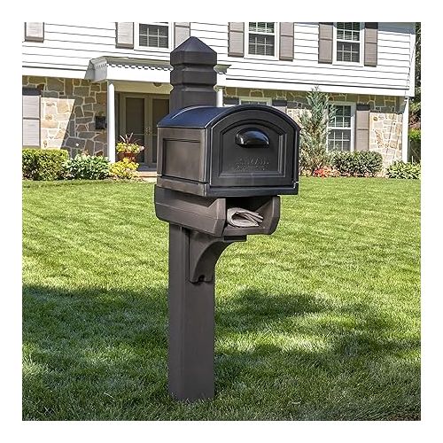 스텝2 Step2 Lakewood Extra Large Mailbox and Mailbox Post Kit, Easy to Install, Mailboxes for Outside, Heavy-Duty, Weather Resistant, Brown