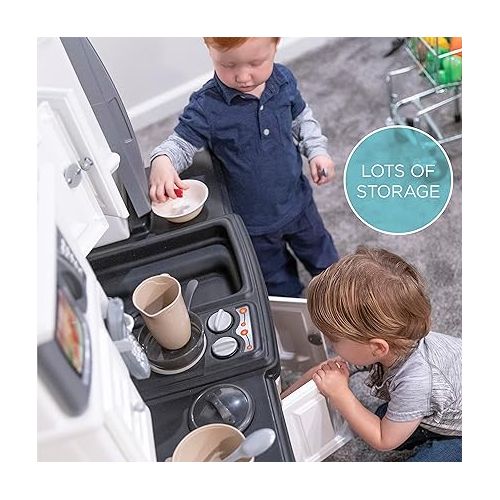 스텝2 Step2 Lifestyle Dream Kitchen Set for Kids, Indoor/Outside Pretend Play Kitchen, Toddlers 2+ Years Old, Lights and Sounds, 37 Piece Kitchen Toy Set, Easy Assembly