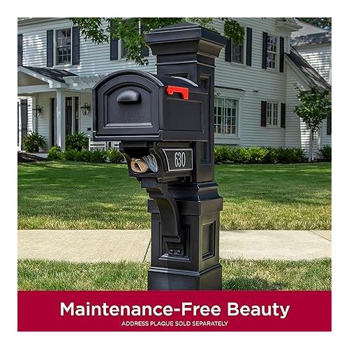 스텝2 Step2 Atherton Grand Onyx Black XL Mailbox and Mailbox Post Kit - Elegantly Styled Mailbox with Post Cover, Magnetic Closure & Newspaper Chute - Ultra Durable, Low Maintenance