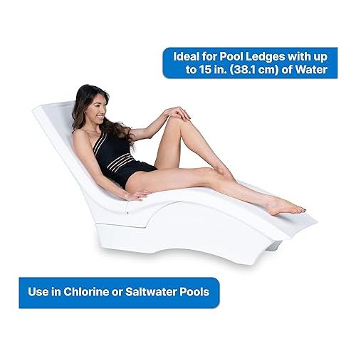 스텝2 Step2 Vero Pool Lounger with Riser, Fade-Resistant, Waterproof Patio Furniture, Pool Lounge Chair for Sun Shelf, Use in Pools up to 15-Inches of Water, Weighted, White