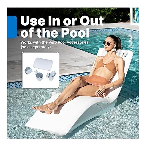 스텝2 Step2 Vero Pool Lounger with Riser, Fade-Resistant, Waterproof Patio Furniture, Pool Lounge Chair for Sun Shelf, Use in Pools up to 15-Inches of Water, Weighted, White