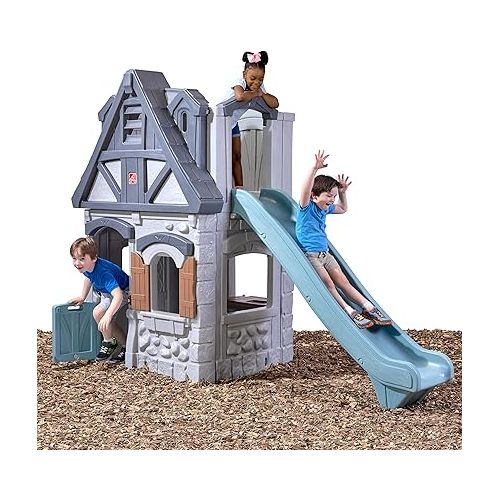 스텝2 Step2 Enchanting Adventures 2-Story Playhouse & Slide for Kids, Outdoor Playhouse with Kitchenette and Slide, Ages 4 - 8 Years Old, Easy Assembly