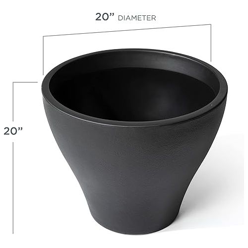 스텝2 Step2 Fernway Planter, Outside All-Weather Endurance Planter, Indoor Outdoor Large Flower Pot, Patio Garden or Front Porch Decor, Onyx Black, 1-Pack