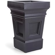 Step2 Atherton Square Planter Box, Outside All-Season Planter, Gardening Pot for Patio or Front Porch Planter, Onyx Black, 2-Pack