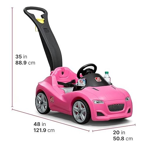 스텝2 Step2 Whisper Ride Cruiser Kids Push Car, Ride On Car, Seat Belt and Horn, Toddlers 18 - 48 months, Easy Storage, Pink, Large