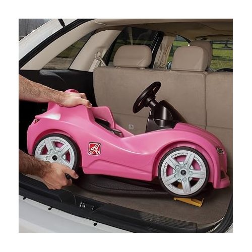 스텝2 Step2 Whisper Ride Cruiser Kids Push Car, Ride On Car, Seat Belt and Horn, Toddlers 18 - 48 months, Easy Storage, Pink, Large