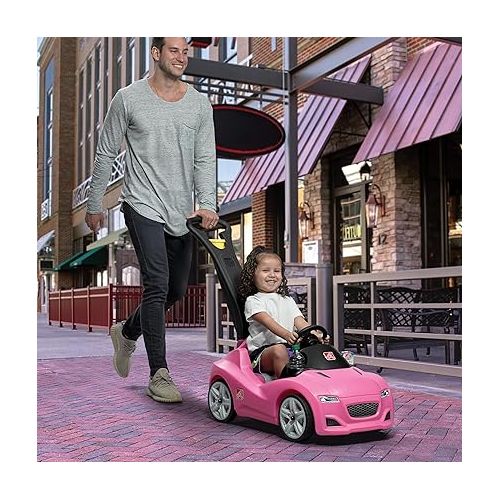 스텝2 Step2 Whisper Ride Cruiser Kids Push Car, Ride On Car, Seat Belt and Horn, Toddlers 18 - 48 months, Easy Storage, Pink, Large