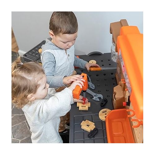 스텝2 Step2 Pro Play Kids Workshop Play Set, Indoor/Oudoor Tool Bench, Toddlers Ages 3+ Years Old, 75 Piece Toy Accessories