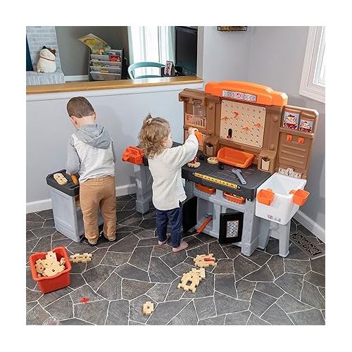 스텝2 Step2 Pro Play Kids Workshop Play Set, Indoor/Oudoor Tool Bench, Toddlers Ages 3+ Years Old, 75 Piece Toy Accessories