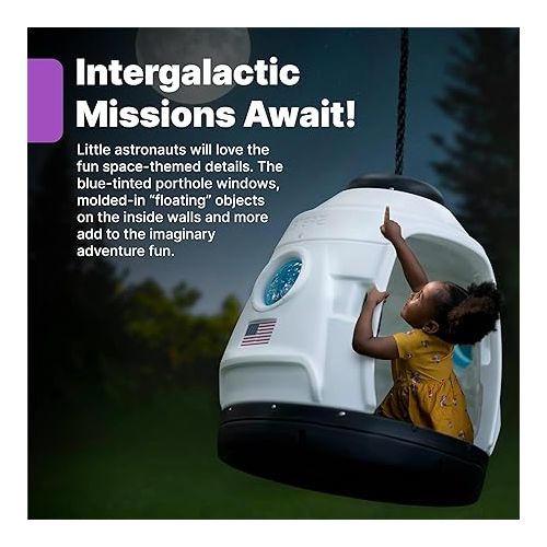 스텝2 Step2 Space Capsule Swing for Toddlers, Kids Age 3-7 Years Old, Rocketship Outdoor Swing or Indoor Playhouse, Fits Up to 2 Kids, Easy Assembly