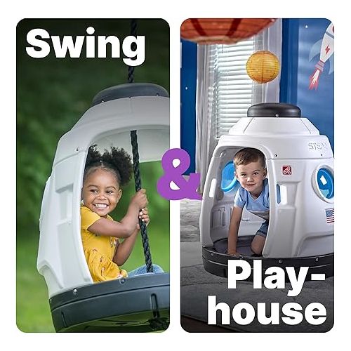 스텝2 Step2 Space Capsule Swing for Toddlers, Kids Age 3-7 Years Old, Rocketship Outdoor Swing or Indoor Playhouse, Fits Up to 2 Kids, Easy Assembly