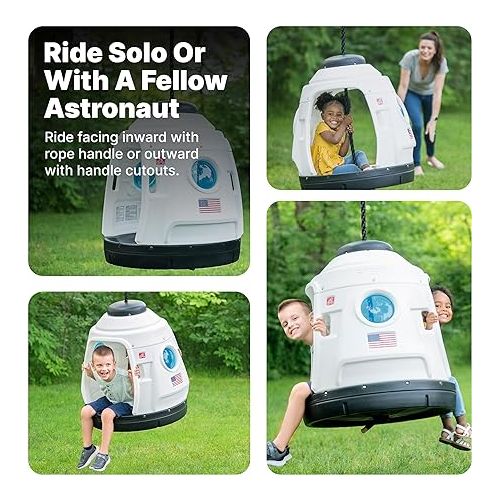 스텝2 Step2 Space Capsule Swing for Toddlers, Kids Age 3-7 Years Old, Rocketship Outdoor Swing or Indoor Playhouse, Fits Up to 2 Kids, Easy Assembly