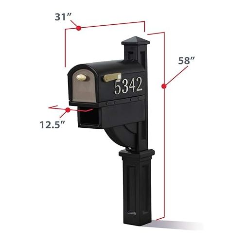 스텝2 Step2 Mailmaster Hudson Mailbox, Easy to Install, Large Mailboxes for Outside, Heavy-Duty, Weather Resistant, Black