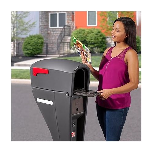 스텝2 Step2 Mailmaster Streamline Mailbox, Heavy-Duty, Weather Resistant, Mailbox and Post for Outside, Easy to Install, Gray