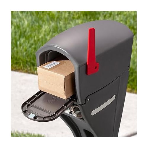 스텝2 Step2 Mailmaster Streamline Mailbox, Heavy-Duty, Weather Resistant, Mailbox and Post for Outside, Easy to Install, Gray