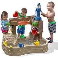 Step 2 Pump & Splash Discovery Pond Water Table, Outdoor Kids Water Sensory Table Pool, Ages 2+ Years Old, 10 Piece Water Toy Accessories, Brown
