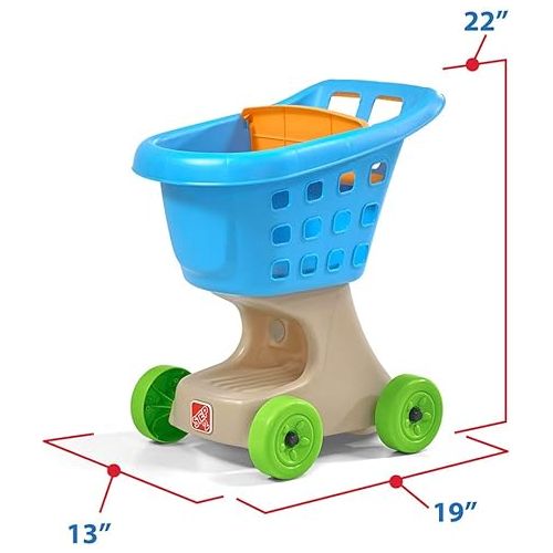 스텝2 Step2 Little Helper's Shopping Cart for Kids, Grocery Store Pretend Play Toy for Toddlers Ages 2+ Years Old, Durable, Easy Assembly, Bright Colors, Blue