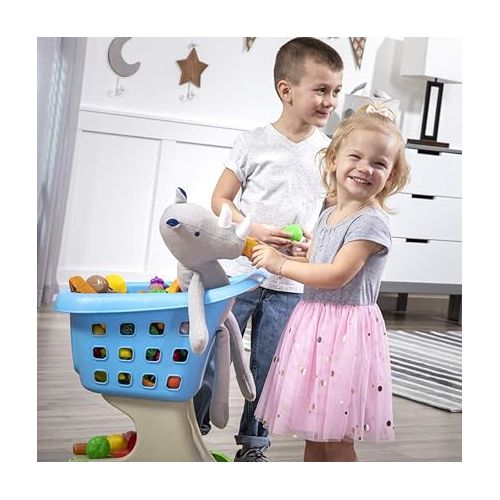 스텝2 Step2 Little Helper's Shopping Cart for Kids, Grocery Store Pretend Play Toy for Toddlers Ages 2+ Years Old, Durable, Easy Assembly, Bright Colors, Blue