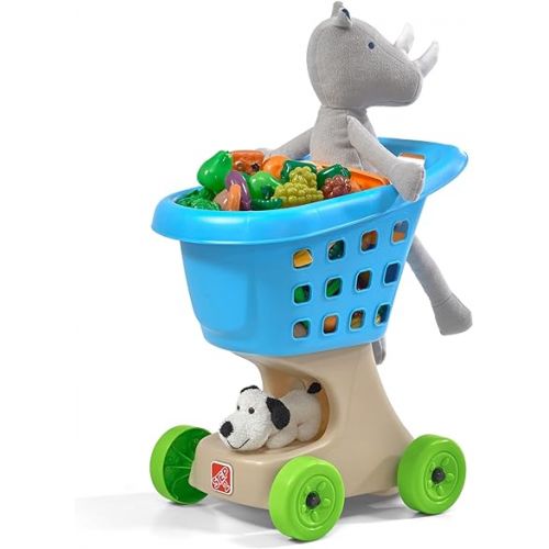 스텝2 Step2 Little Helper's Shopping Cart for Kids, Grocery Store Pretend Play Toy for Toddlers Ages 2+ Years Old, Durable, Easy Assembly, Bright Colors, Blue