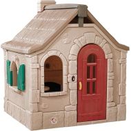 Step2 Naturally Playful StoryBook Cottage Kids Playhouse - Outdoor Playset with Play Kitchen, Working Doorbell, Play Phone, Stovetop, Sink, Fold-Up Tabletop - Neutral Color Palette Charming Playhouse