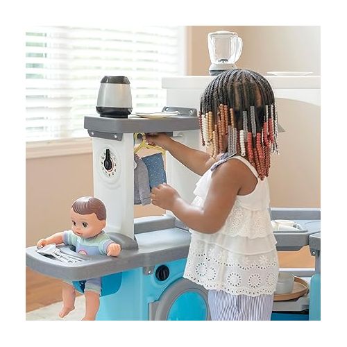 스텝2 Step2 Cook & Care Corner Kitchen & Nursery for Kids, Interactive Lights & Sounds, Realistic Sink, Fridge, & Washing Machine, Pretend Playset Toddlers 3-6 Years