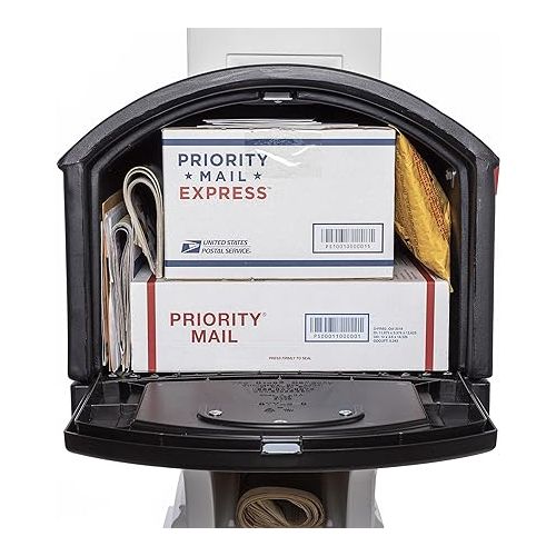 스텝2 Step2 Town-to-Town XL Post-Mount Mailbox, USPS T4 Sized Mailbox, Easy to Install, Durable, Weather Resistant, Onyx Black