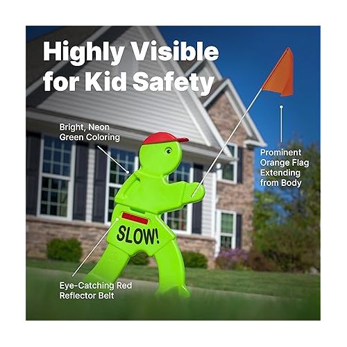 스텝2 Step2 Kid Alert Street Safety Sign, Kids at Play Signage for Neighborhood Safety, 32-Inch Tall Reflective Caution Sign with Warning Flag, 864899