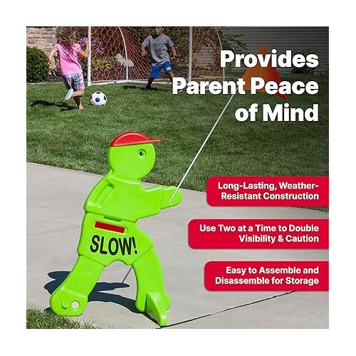 스텝2 Step2 Kid Alert Street Safety Sign, Kids at Play Signage for Neighborhood Safety, 32-Inch Tall Reflective Caution Sign with Warning Flag, 864899