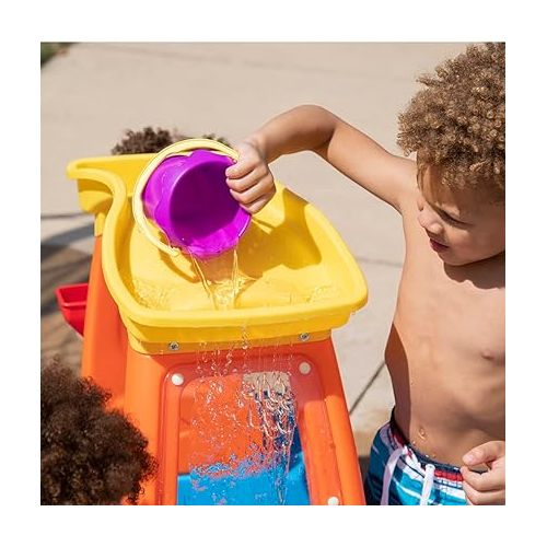 스텝2 Step2 Car Wash Splash Center, Kids Outdoor Water Table Toy, Pretend Play Car Wash Toy, Blue/Orange