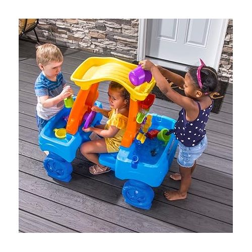 스텝2 Step2 Car Wash Splash Center, Kids Outdoor Water Table Toy, Pretend Play Car Wash Toy, Blue/Orange