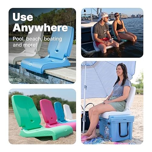 스텝2 Step2 Foldable Adult Flip Seat, Portable Outdoor Chair for Poolside, Tailgating, Camping, Picnic Chair, Provides Back Support When Sitting on Ground, Capri Blue