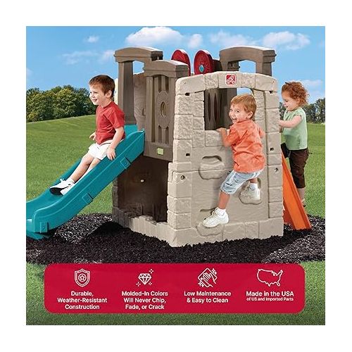 스텝2 Step2 Woodland Climber II Kids Playset, Ages 2 -6 Years Old, Toddler Slide and Climbing Wall, Outdoor Playground for Backyard, Sturdy Plastic Frame, Easy Set Up