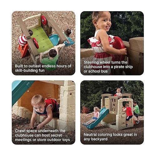 스텝2 Step2 Woodland Climber II Kids Playset, Ages 2 -6 Years Old, Toddler Slide and Climbing Wall, Outdoor Playground for Backyard, Sturdy Plastic Frame, Easy Set Up