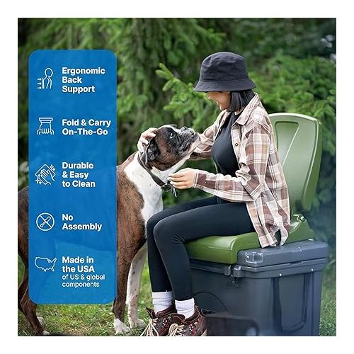 스텝2 Step2 Foldable Adult Flip Seat, Portable Outdoor Chair for Poolside, Tailgating, Camping, Sporting Events, Picnic and Beach Chair, Provides Back Support When Sitting on Ground, Olive