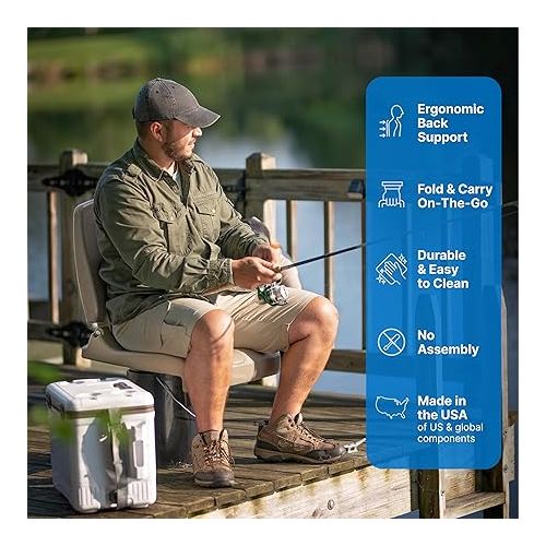 스텝2 Step2 Foldable Adult Flip Seat, Portable Outdoor Chair for Poolside, Tailgating, Camping, Sporting Events, Picnic and Beach Chair, Provides Back Support When Sitting on Ground, Brown