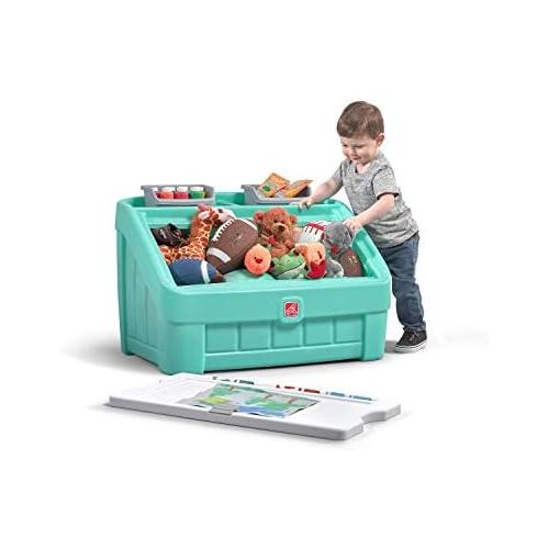 스텝2 Step2 2-in-1 Toy Box & Art Lid | Plastic Toy & Art Storage Container, Mint