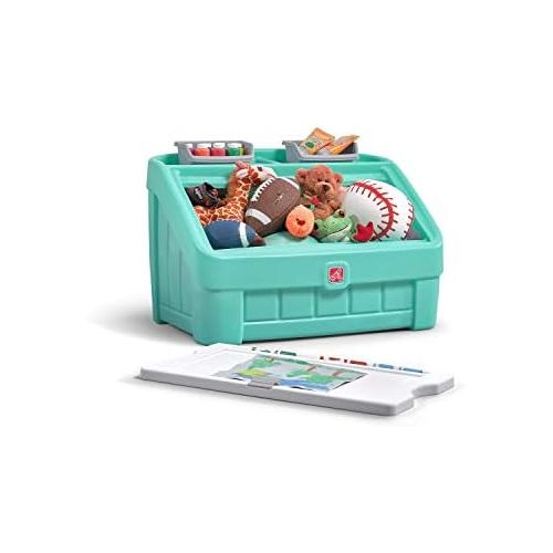 스텝2 Step2 2-in-1 Toy Box & Art Lid | Plastic Toy & Art Storage Container, Mint