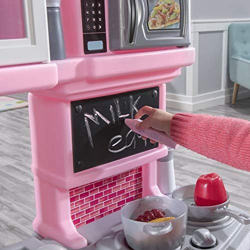 스텝2 Step2 784200 Great Gourmet Kitchen | Durable Kids Kitchen Playset with Lights & Sounds | Pink Plastic Play Kitchen, 16.75 x 39 x 46 inches